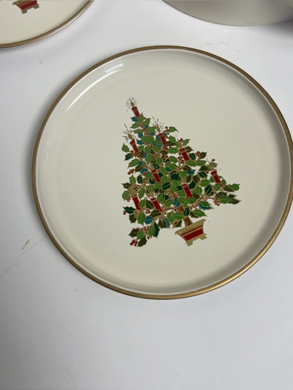 Vintage 1970’s Otagiri Christmas Tree Coasters Laquerware Set of 6